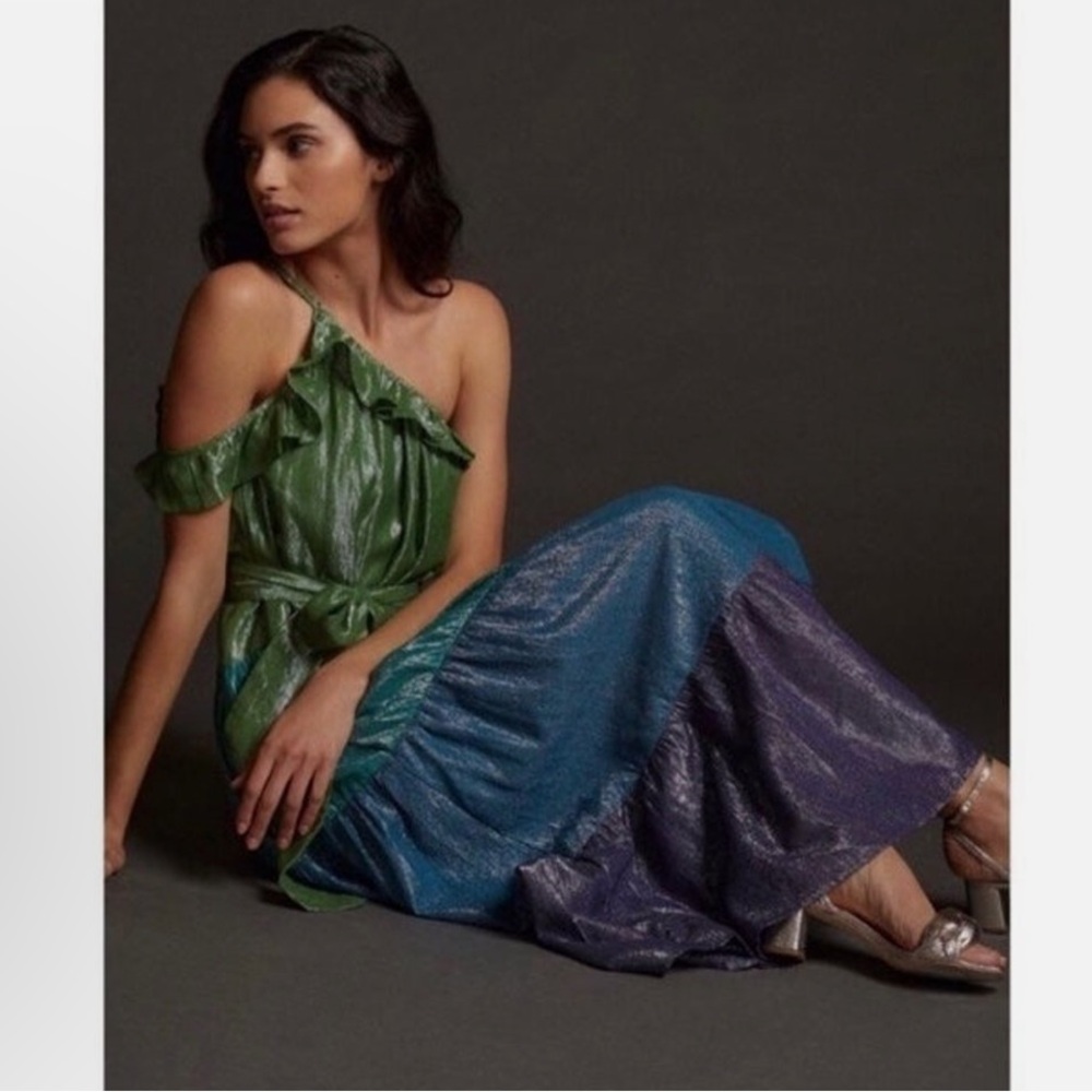 Anthropologie Maeve Green Shimmer dress NWT - Picture 4 of 5